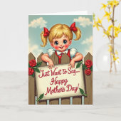 Fijne Moederdag Meisje Hekkaart Kaart (Gele Bloem)