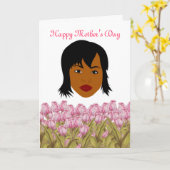 Fijne Moederdag met Afro-Amerikaanse mama Kaart (Gele Bloem)