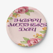 Fijne Moederdag met bloemen Papieren Bordje (Voorkant)