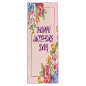 Fijne Moederdag met bloemen Wijn Cadeautas (Achterkant)