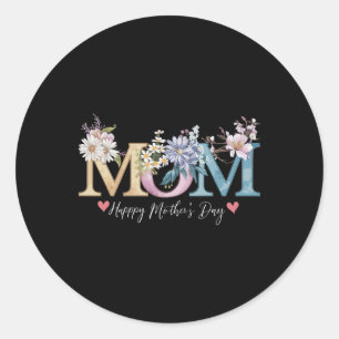Fijne Moederdag met bloemenmama Ronde Sticker