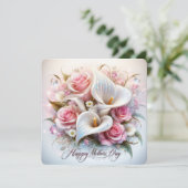 Fijne Moederdag met Calla's en Rozen Feestdagenkaart (Staand voorkant)