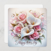 Fijne Moederdag met Calla's en Rozen Feestdagenkaart (Voorkant / Achterkant)
