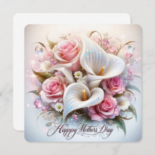Fijne Moederdag met Calla's en Rozen Feestdagenkaart (Voorkant / Achterkant)