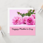 Fijne Moederdag met een stel roze rozen Kaart (Voorkant / Achterkant in situ)