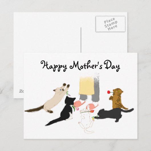 Fijne Moederdag met Kat. Briefkaart (Voorkant / Achterkant)