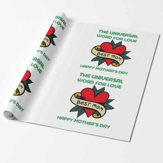 Fijne Moederdag met liefde en bloem Cadeaupapier (Uitgerold)