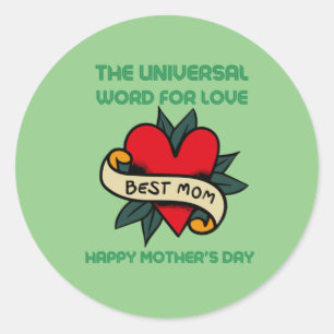 Fijne Moederdag met liefde en bloem Ronde Sticker