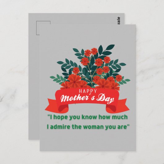 Fijne Moederdag met liefde en bloemen Briefkaart (Voorkant / Achterkant)