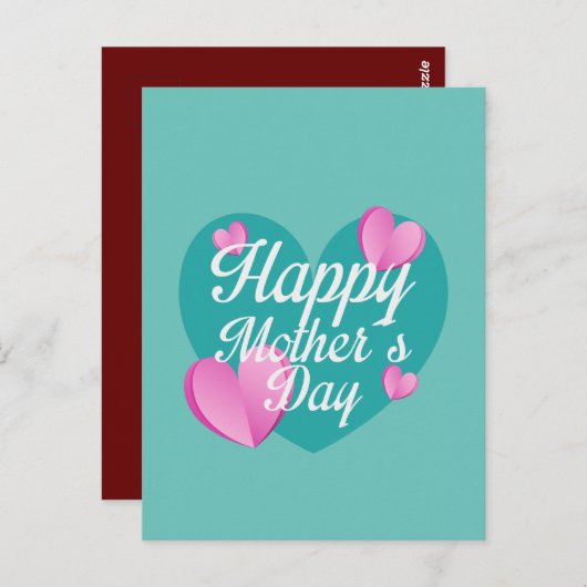 Fijne Moederdag met liefde en hart Briefkaart (Voorkant / Achterkant)