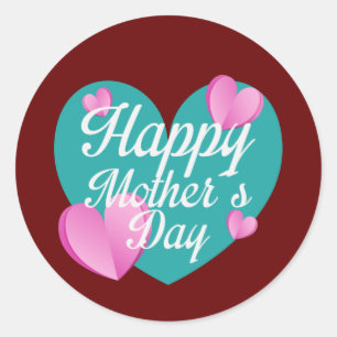 Fijne Moederdag met liefde en hart Ronde Sticker