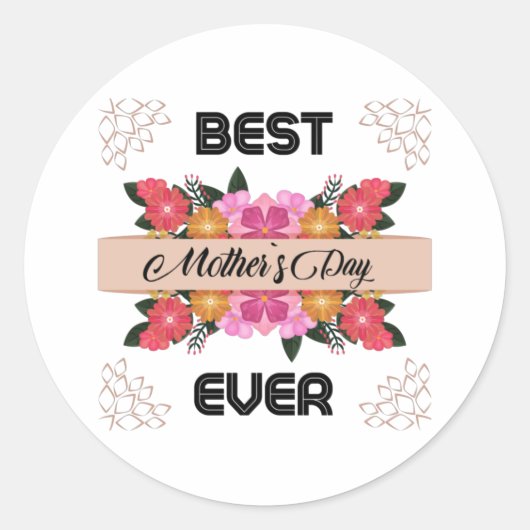 Fijne Moederdag met liefde Ronde Sticker (Voorkant)