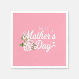 Fijne Moederdag met roze rozen | Papieren Servette Servet