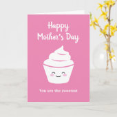 Fijne Moederdag met schattige roze taart Kaart (Gele Bloem)