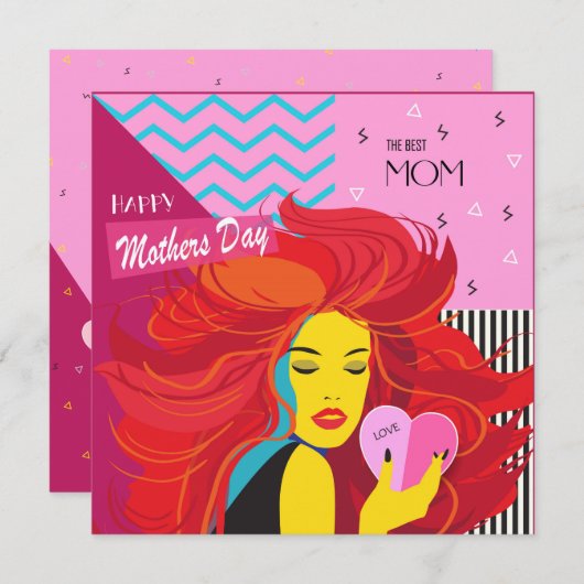 Fijne Moederdag! Modern design & Wensen Tekst Kaart (Voorkant / Achterkant)