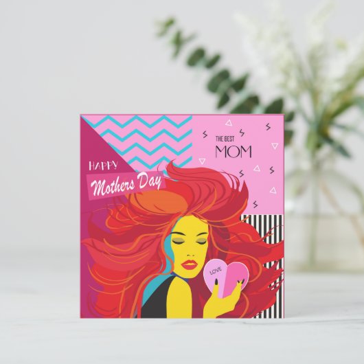 Fijne Moederdag! Modern design & Wensen Tekst Kaart (Staand voorkant)