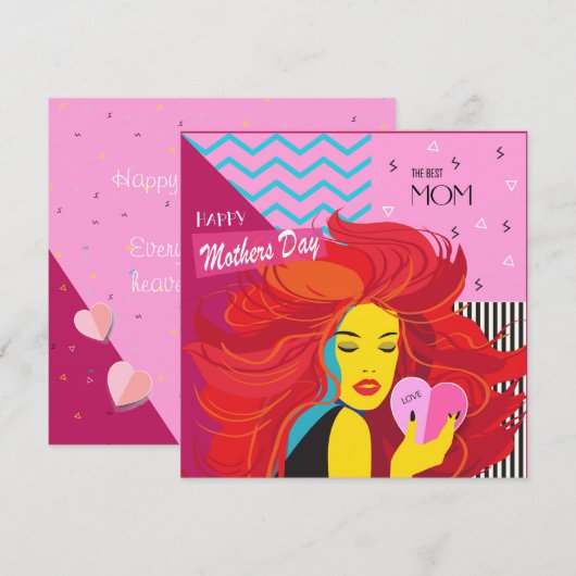 Fijne Moederdag! Modern ontwerp & Wensen Tekst Kaart (Voorkant / Achterkant)