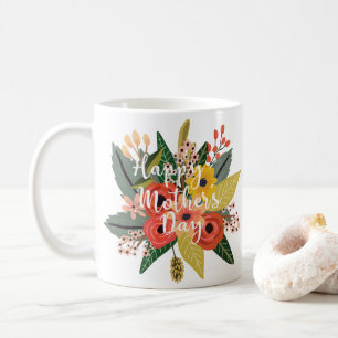 Fijne Moederdag Moderne Kleurrijke Bloemrijke Scri Koffiemok