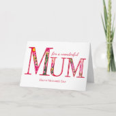 Fijne Moederdag MOEDER - Elegant Bloemendesign Kaart (Voorkant)