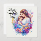 Fijne Moederdag Moeder en kind met bloemen Feestdagenkaart (Voorkant / Achterkant)
