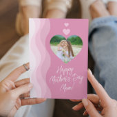 Fijne Moederdag MOEDER Modern Roze Hart Foto Feestdagen Kaart