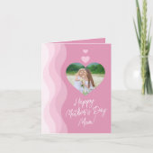 Fijne Moederdag MOEDER Modern Roze Hart Foto Feestdagen Kaart (Voorkant)