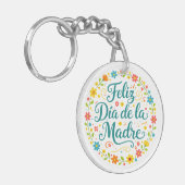 Fijne Moederdag Moederdag Calligrafie |  Sleutelhanger (Voorkant Links)