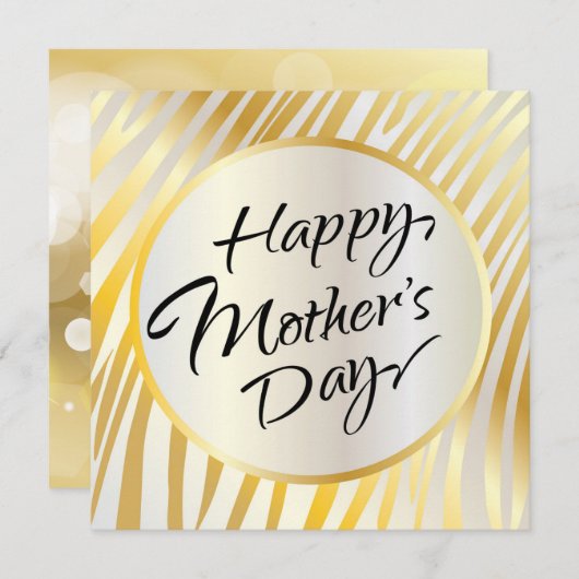 Fijne Moederdag Mooie Gouden Calligrafie Kaart (Voorkant / Achterkant)