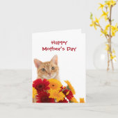 Fijne Moederdag Mooie Kat wenskaart Kaart (Gele Bloem)