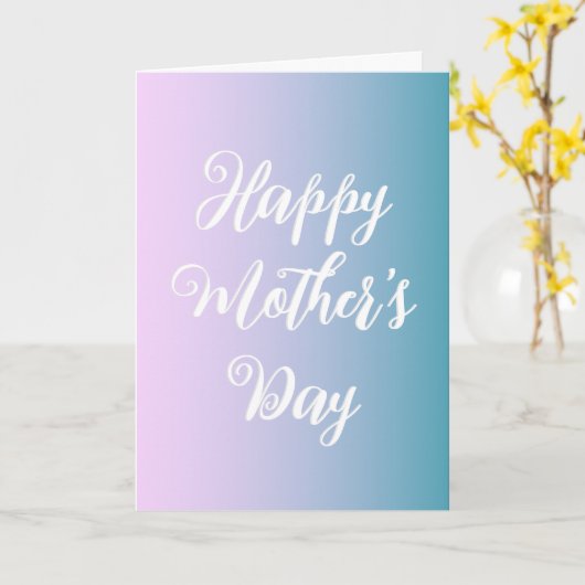 Fijne Moederdag Ombre Roze Teal Elegant Mooi Kaart (Gele Bloem)