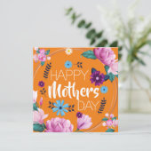 Fijne Moederdag Oranje Fijne Moeders Helderheid Feestdagenkaart (Staand voorkant)