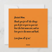 Fijne Moederdag Oranje Fijne Moeders Helderheid Feestdagenkaart (Achterkant)