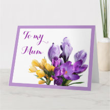 Fijne Moederdag paarse gele krokus bloemige fun