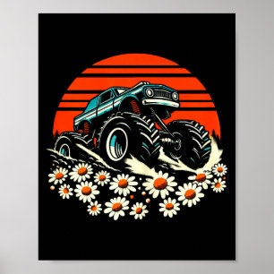 Fijne moederdag peuter madeliefje monstertruck kin poster