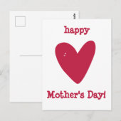 Fijne Moederdag!! Raspberry roze hart Briefkaart (Voorkant / Achterkant)