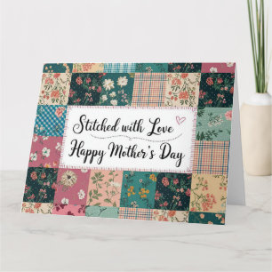 Fijne Moederdag - Retro Mooie Quilt Patroon Kaart