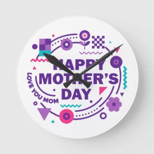 Fijne Moederdag Retro Stijl Lief Je Mama Ronde Klok