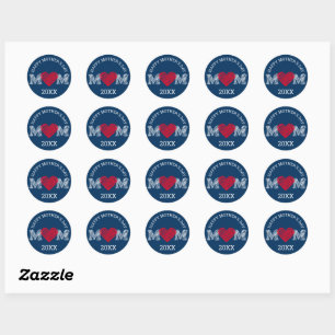 Fijne Moederdag ronde sticker (donkere troebeling)