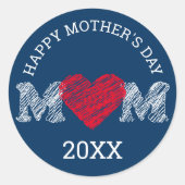 Fijne Moederdag ronde sticker (donkere troebeling) (Voorkant)