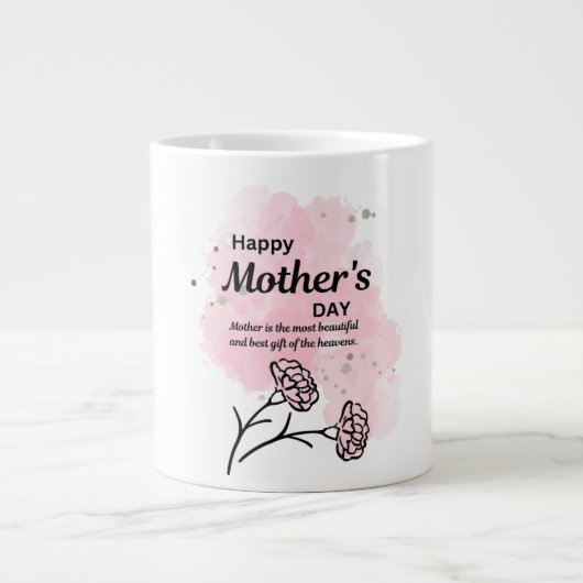 Fijne Moederdag Roze Bloem Coffee Mug Grote Koffiekop (Voorkant)