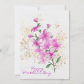 Fijne Moederdag Roze Bloemen Gouden Spetters Feestdagenkaart (Voorkant)