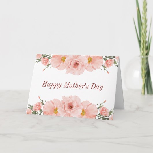 Fijne Moederdag Roze Bloemen Kaart (Voorkant)
