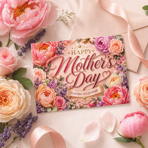 Fijne Moederdag Roze Bloemstuk Pioen Liefde Dankba Briefkaart