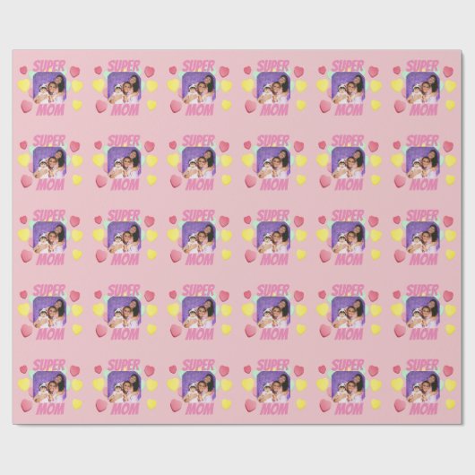 Fijne Moederdag | Roze en kleurrijke harten Cadeaupapier (Vlak)