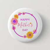 Fijne moederdag Roze Floral Circle Ronde Button 5,7 Cm (Voorkant)
