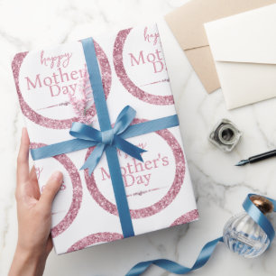 Fijne Moederdag Roze Glitters en Diamanten Cadeaupapier