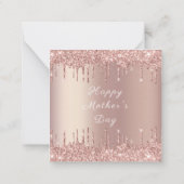 Fijne Moederdag - Roze Goud Blush Glitter Druppels Notitiekaartje (Achterkant)