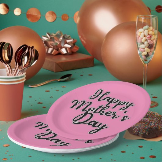 Fijne Moederdag Roze Papieren Bord (Multi)