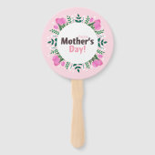Fijne Moederdag Roze Tulpen Handwaaier (Achterkant)