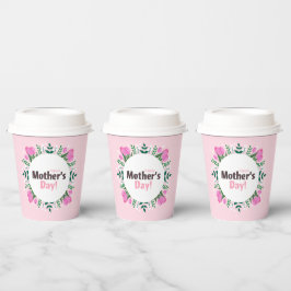 Fijne Moederdag  Roze Tulpen Papieren Bekers